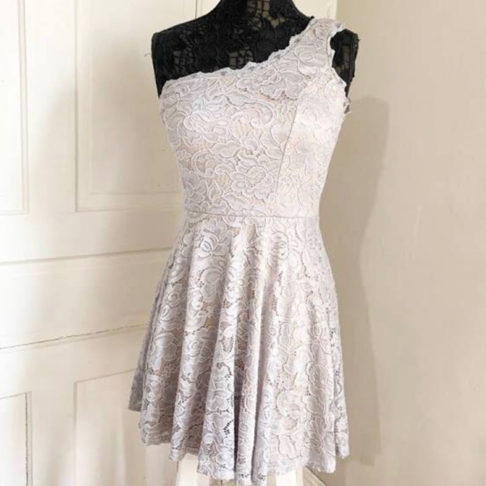 Crystal Doll one shoulder lace mini party/graduation dress size 3